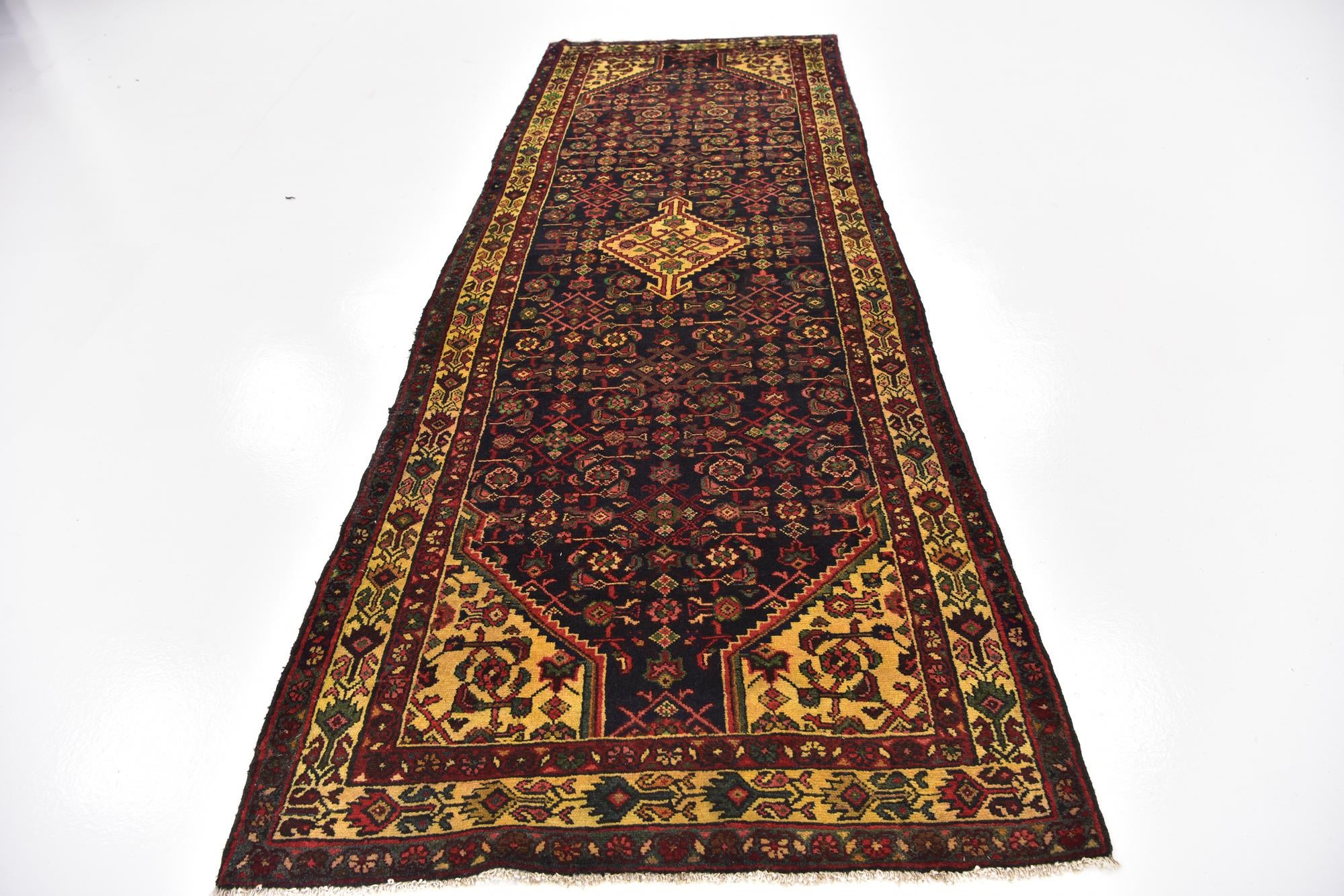 115cm x 310cm anudado a mano Hossainabad Alfombra Persa Lana Pasillera