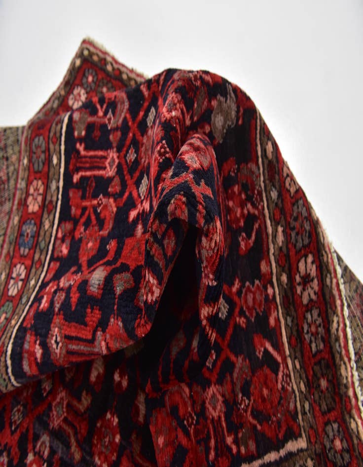 Detail image of 4' x 10' 6  Hand Knotted Hossainabad Persian Wool Runner Rug