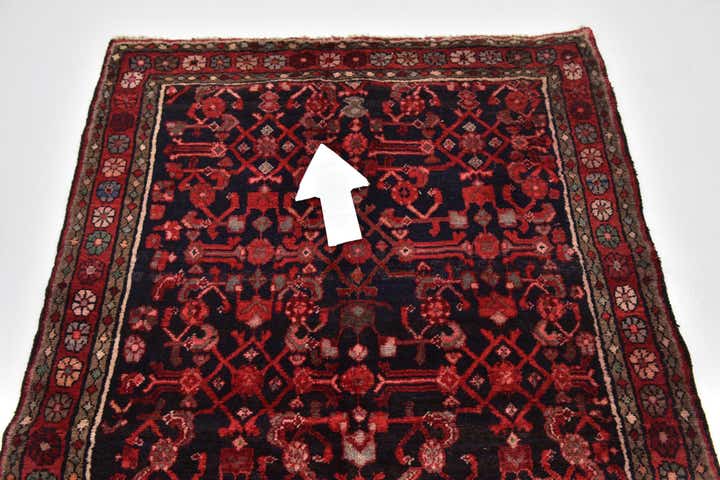 4' x 10' 6 Hand Knotted Hossainabad Persian Wool Runner Rug