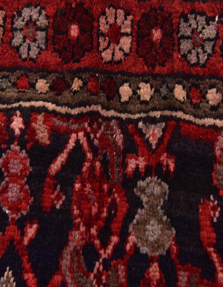 Detail image of 4' x 10' 6  Hand Knotted Hossainabad Persian Wool Runner Rug