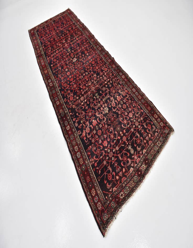 Detail image of 4' x 10' 6  Hand Knotted Hossainabad Persian Wool Runner Rug