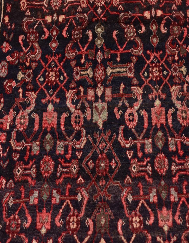 Detail image of 4' x 10' 6  Hand Knotted Hossainabad Persian Wool Runner Rug