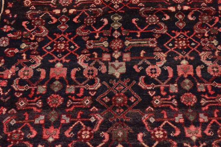 Detail image of 4' x 10' 6 Hand Knotted Hossainabad Persian Wool Runner Rug