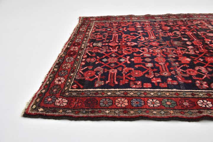 4' x 10' 6 Hand Knotted Hossainabad Persian Wool Runner Rug