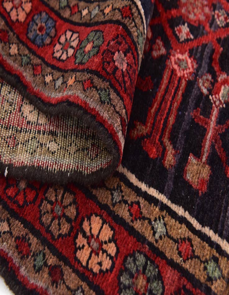 Detail image of 4' x 10' 6  Hand Knotted Hossainabad Persian Wool Runner Rug