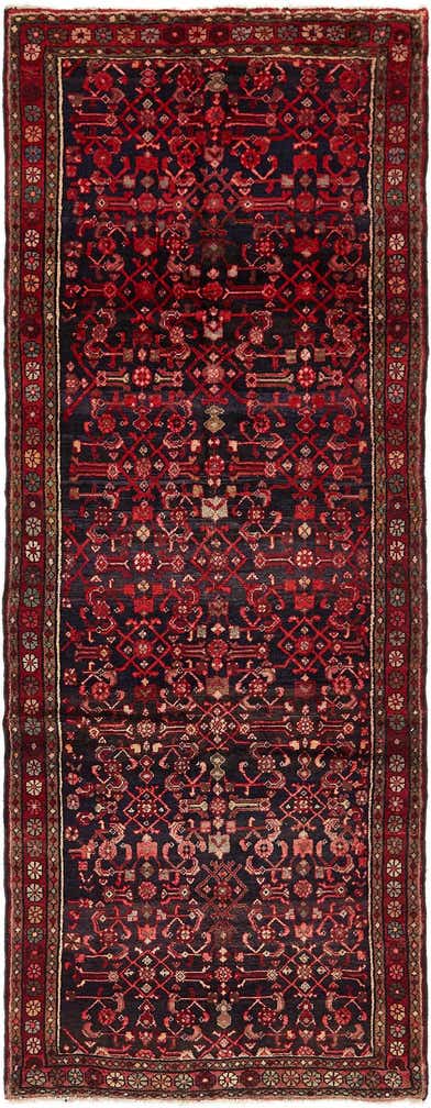 4' x 10' 6 Hand Knotted Hossainabad Persian Wool Runner Rug