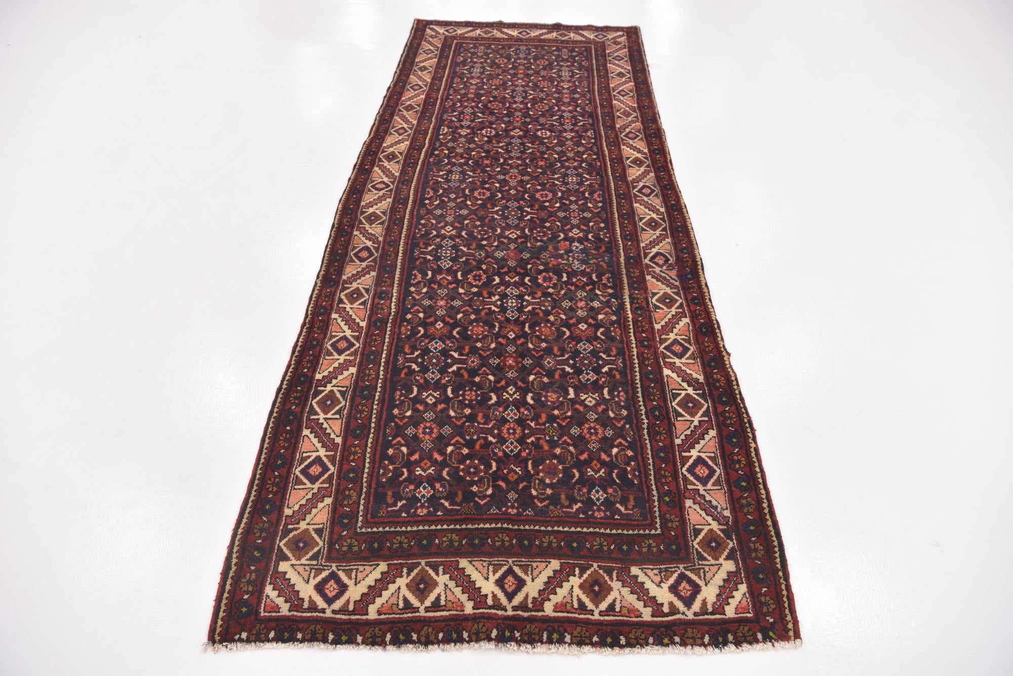 115cm x 310cm anudado a mano Hossainabad Alfombra Persa Lana Pasillera