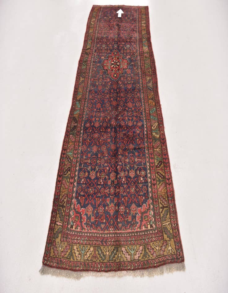 Detail image of 3' 8 x 9' 8  Hand Knotted Hossainabad Persian Wool Runner Rug