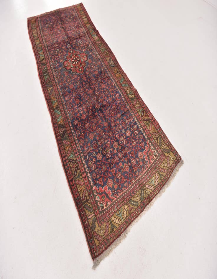 Detail image of 3' 8 x 9' 8  Hand Knotted Hossainabad Persian Wool Runner Rug