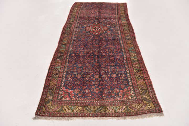 3' 8 x 9' 8 Hand Knotted Hossainabad Persian Wool Runner Rug