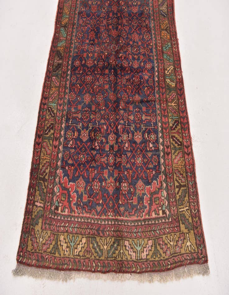 Detail image of 3' 8 x 9' 8  Hand Knotted Hossainabad Persian Wool Runner Rug