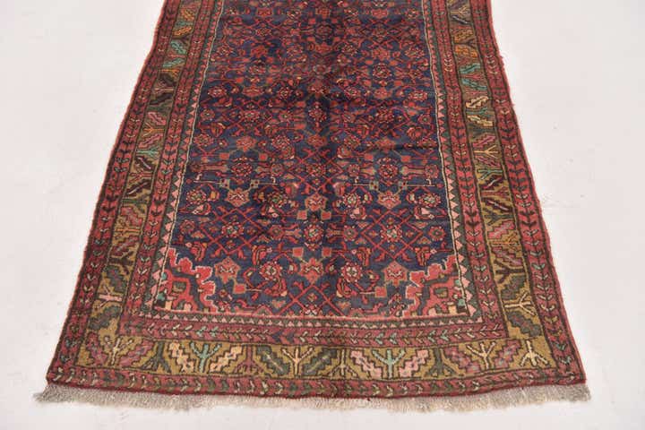 3' 8 x 9' 8 Hand Knotted Hossainabad Persian Wool Runner Rug