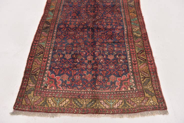 Detail image of 3' 8 x 9' 8 Hand Knotted Hossainabad Persian Wool Runner Rug