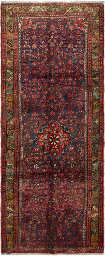 3' 8 x 9' 8 Hand Knotted Hossainabad Persian Wool Runner Rug