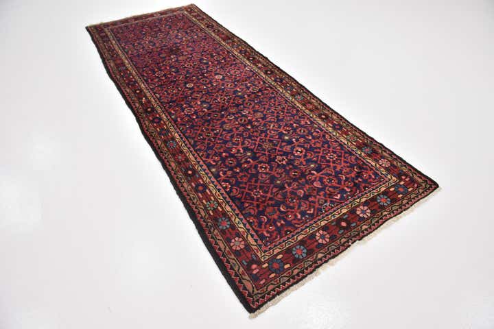 3' 10 x 10' 7 Hand Knotted Hossainabad Persian Wool Runner Rug