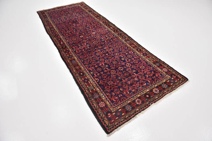 Detail image of 3' 10 x 10' 7 Hand Knotted Hossainabad Persian Wool Runner Rug