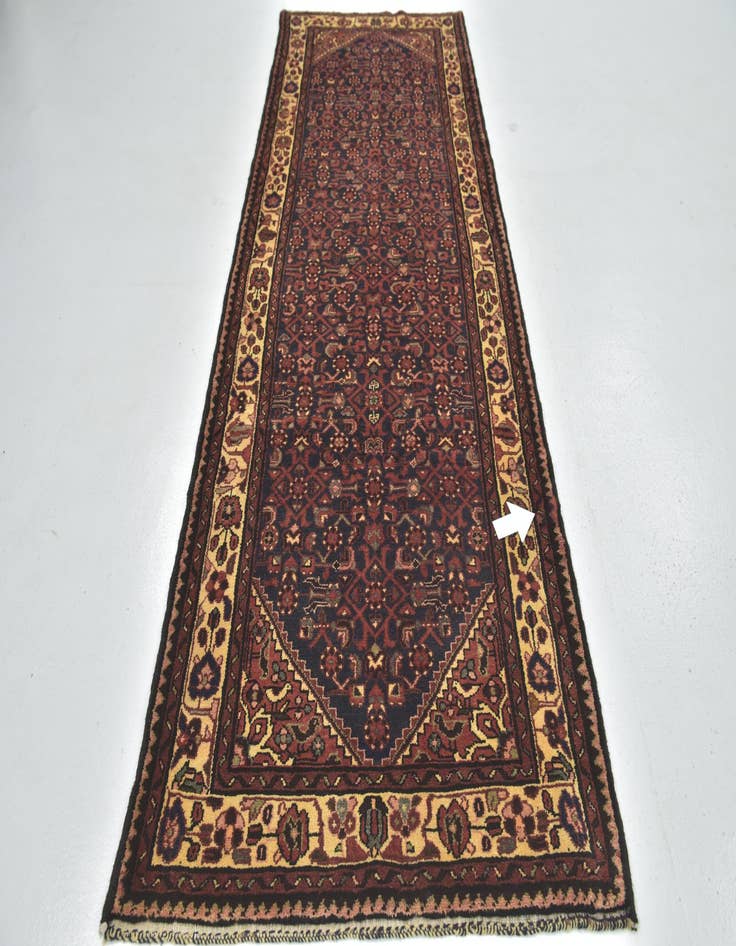 Detail image of 3' 10 x 11'  Hand Knotted Hossainabad Persian Wool Runner Rug