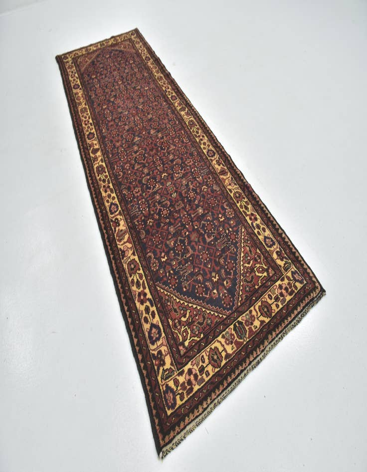 Detail image of 3' 10 x 11'  Hand Knotted Hossainabad Persian Wool Runner Rug