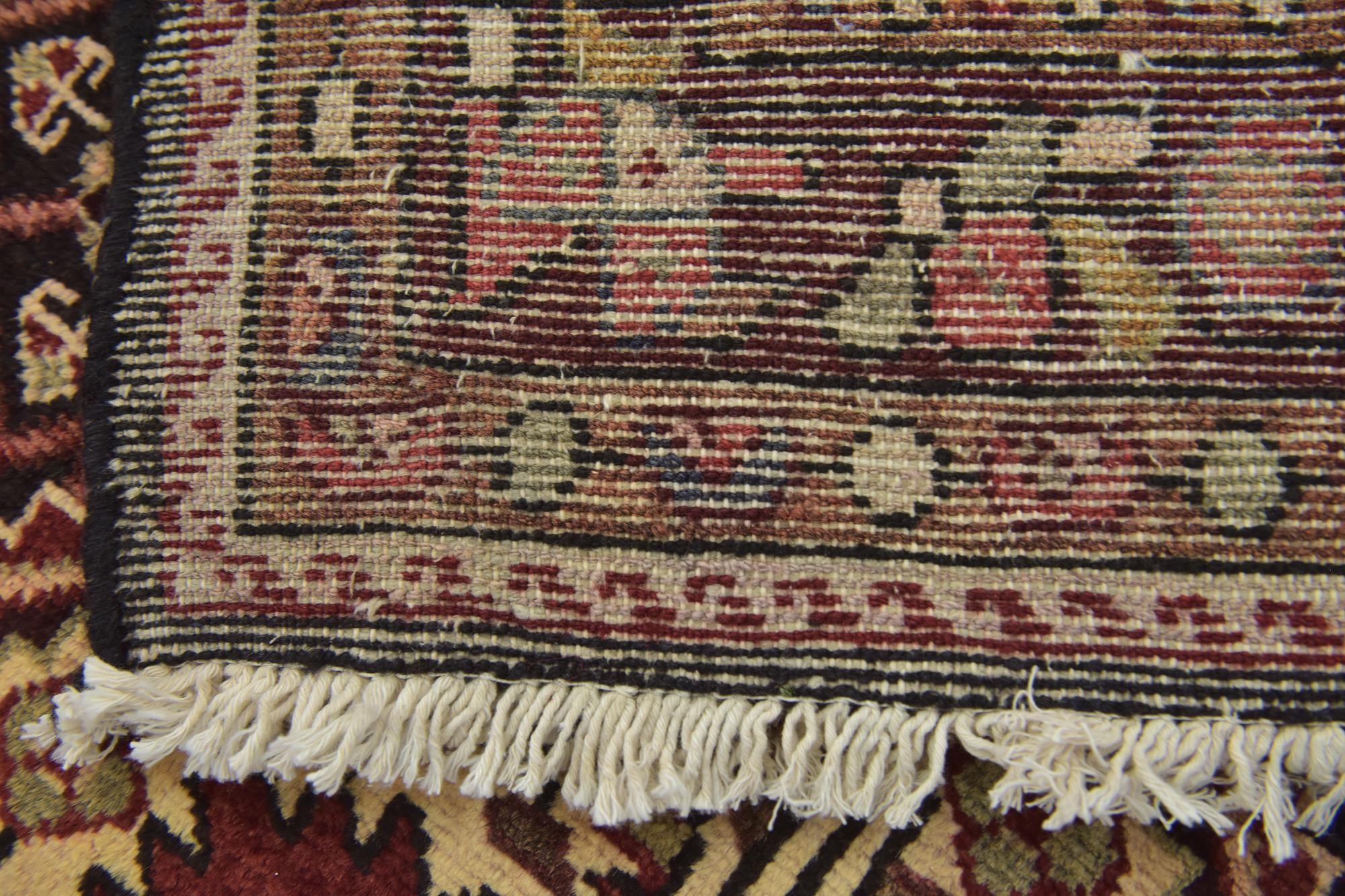 4' x 9' 7 Hand Knotted Hossainabad Persian Wool Runner Rug