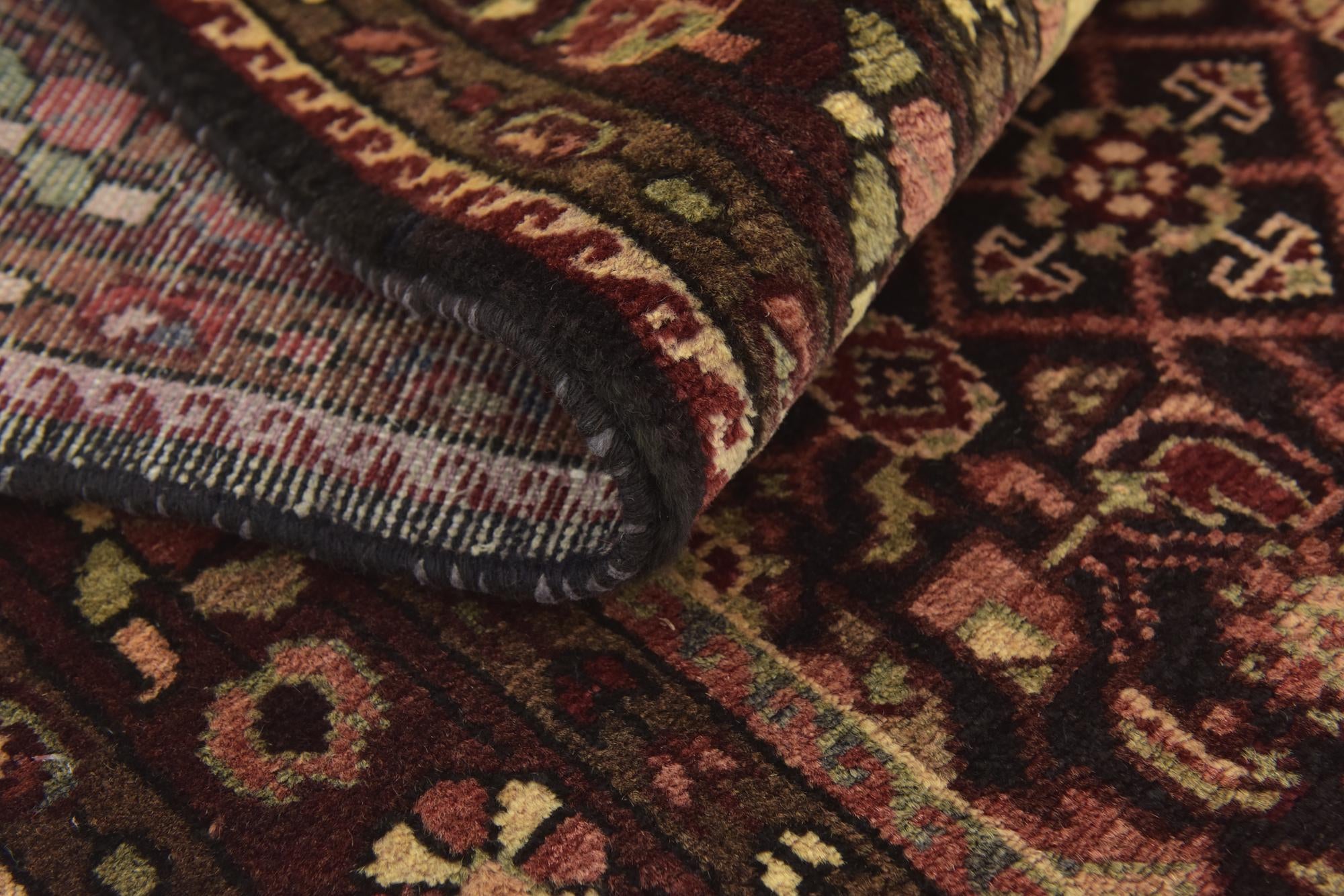 4' x 9' 7 Hand Knotted Hossainabad Persian Wool Runner Rug