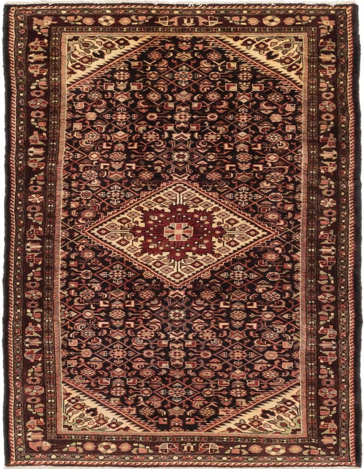 Detail image of 4' x 9' 7 Hand Knotted Hossainabad Persian Wool Runner Rug