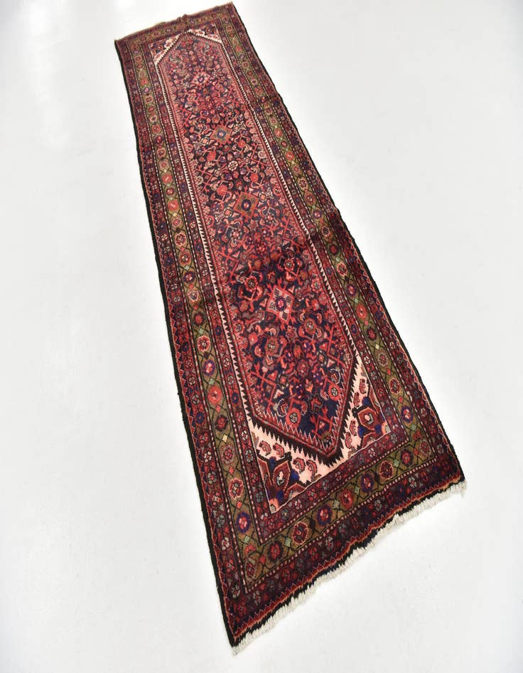 Detail image of 3' 7 x 9' 10 Hand Knotted Hossainabad Persian Wool Runner Rug