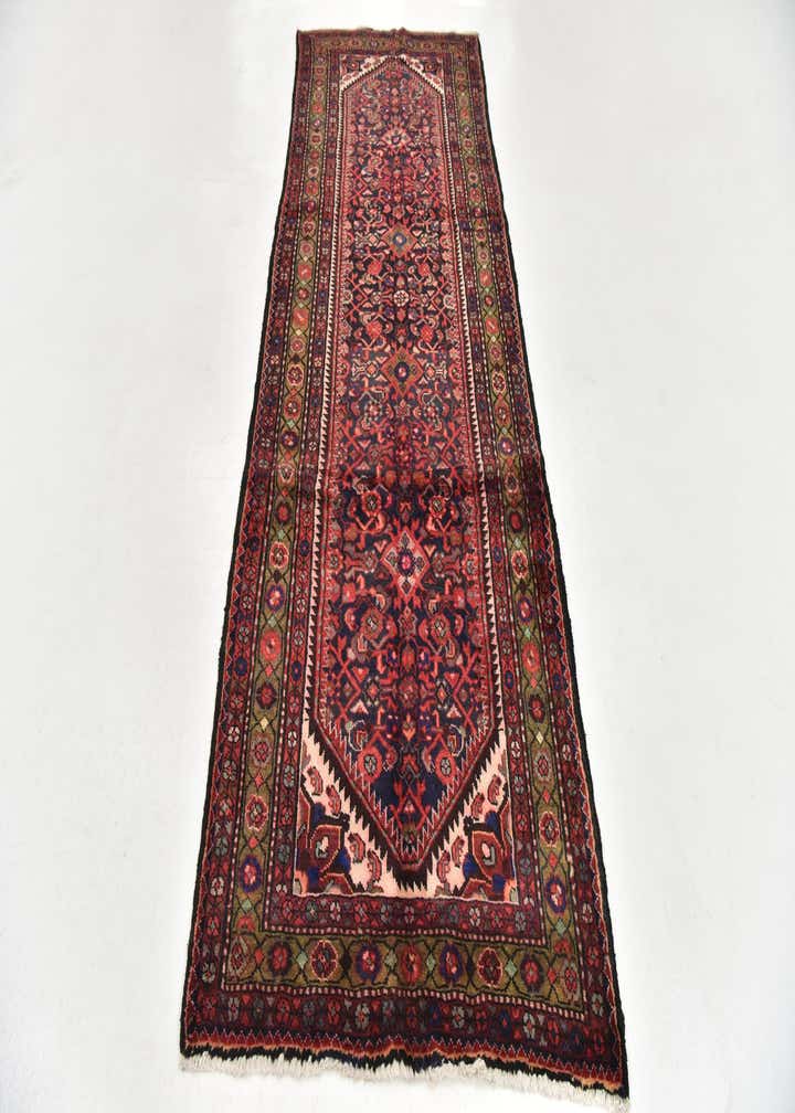 3' 7 x 9' 10 Hand Knotted Hossainabad Persian Wool Runner Rug
