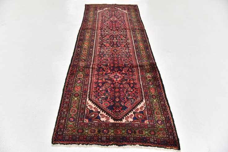 Detail image of 3' 7 x 9' 10 Hand Knotted Hossainabad Persian Wool Runner Rug