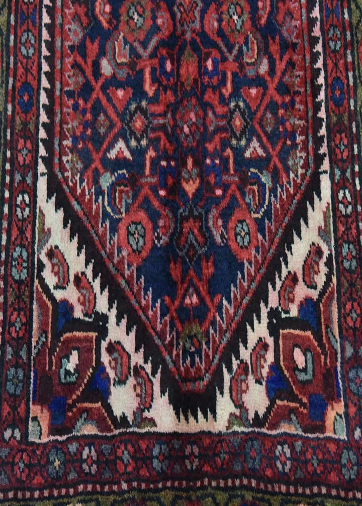 3' 7 x 9' 10 Hand Knotted Hossainabad Persian Wool Runner Rug