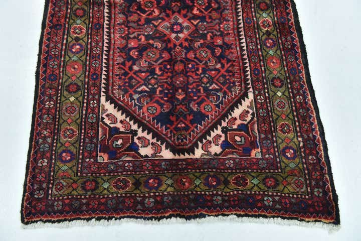3' 7 x 9' 10 Hand Knotted Hossainabad Persian Wool Runner Rug