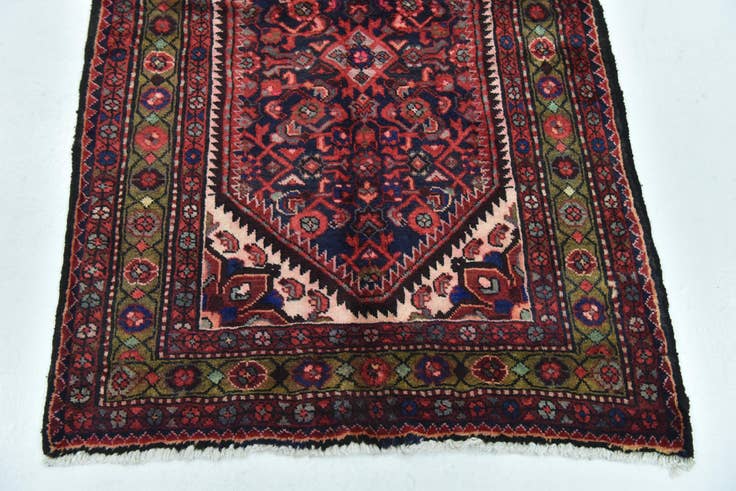Detail image of 3' 7 x 9' 10 Hand Knotted Hossainabad Persian Wool Runner Rug