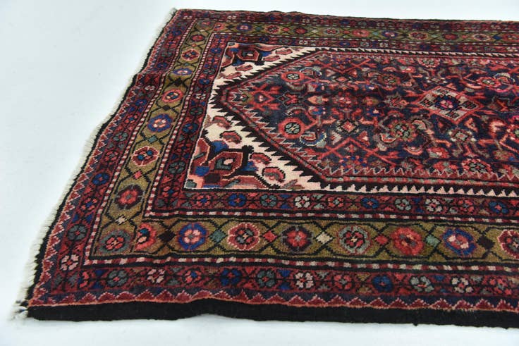 Detail image of 3' 7 x 9' 10 Hand Knotted Hossainabad Persian Wool Runner Rug