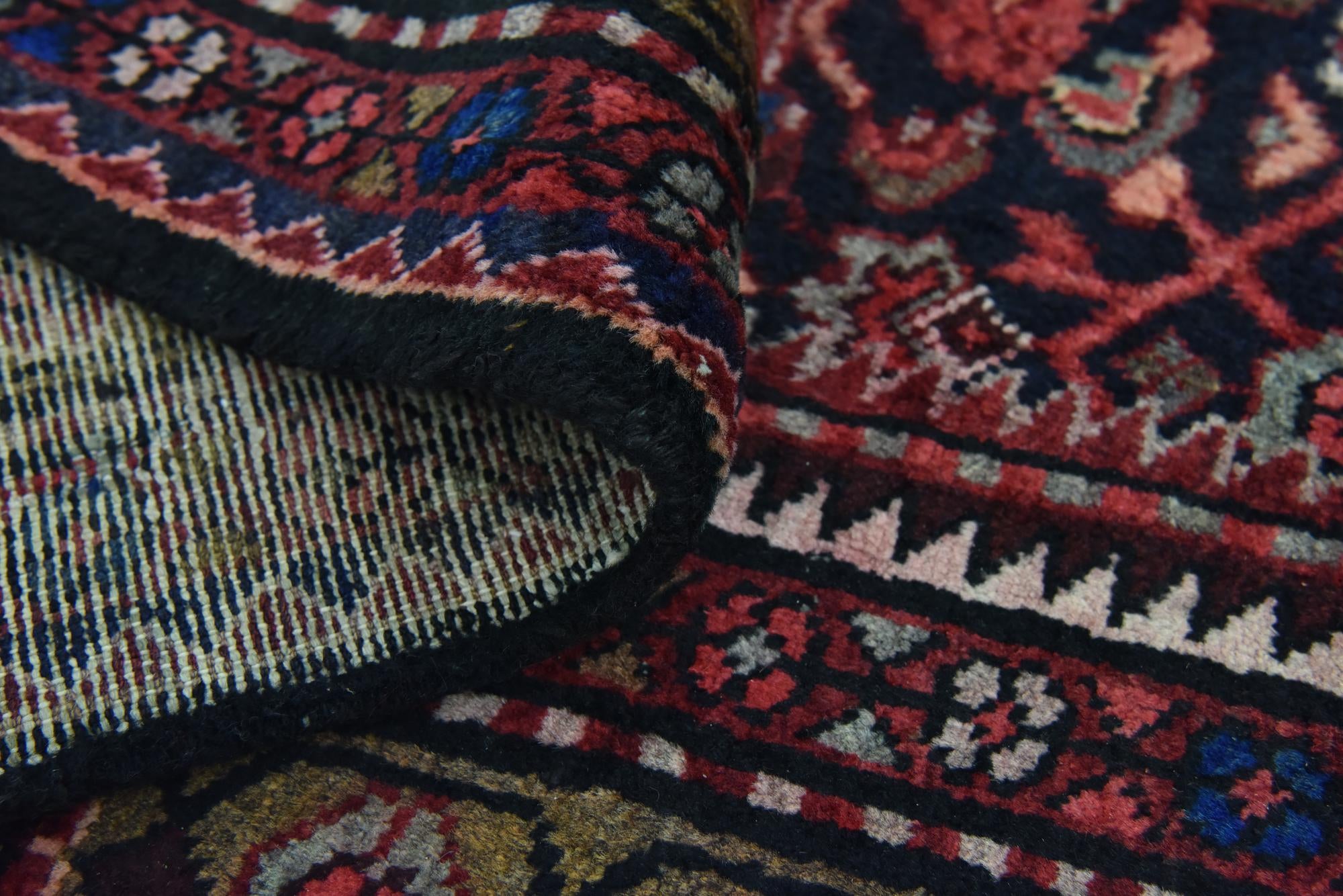 3' 7 x 9' 10 Hand Knotted Hossainabad Persian Wool Runner Rug