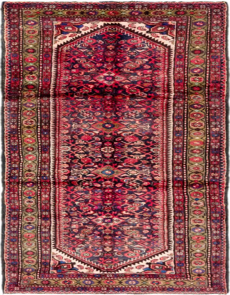 3' 7 x 9' 10 Hand Knotted Hossainabad Persian Wool Runner Rug