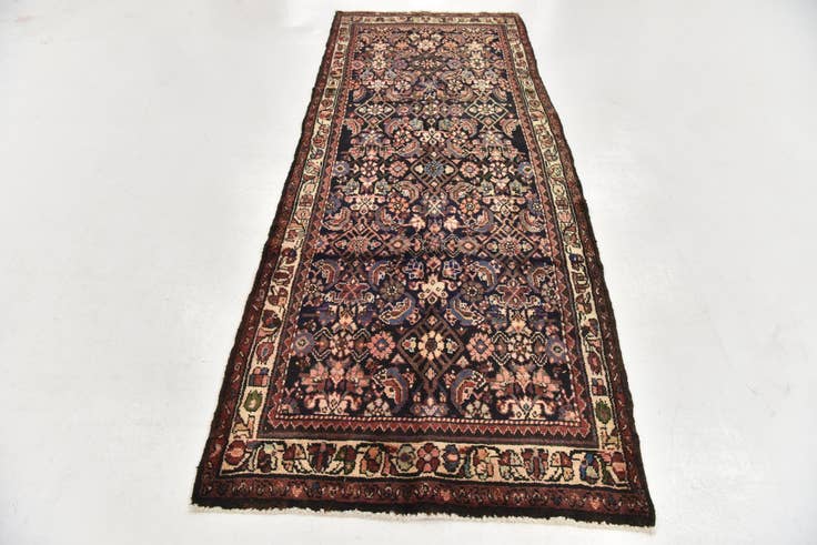 Detail image of 115cm x 295cm anudado a mano Hossainabad Alfombra Persa Lana Pasillera