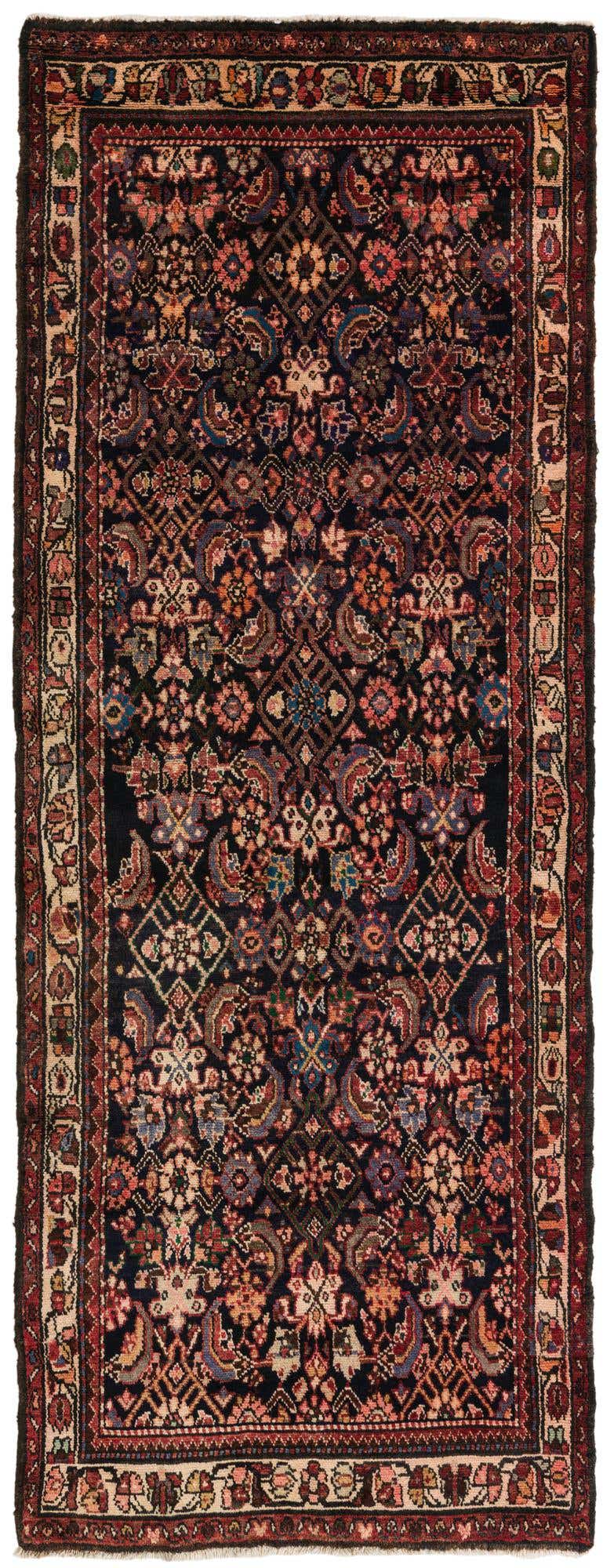 115cm x 295cm anudado a mano Hossainabad Alfombra Persa Lana Pasillera