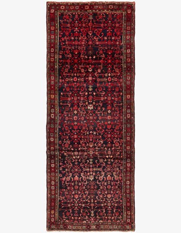 4' x 10' 6 Hand Knotted Hossainabad Persian Wool Runner Rug