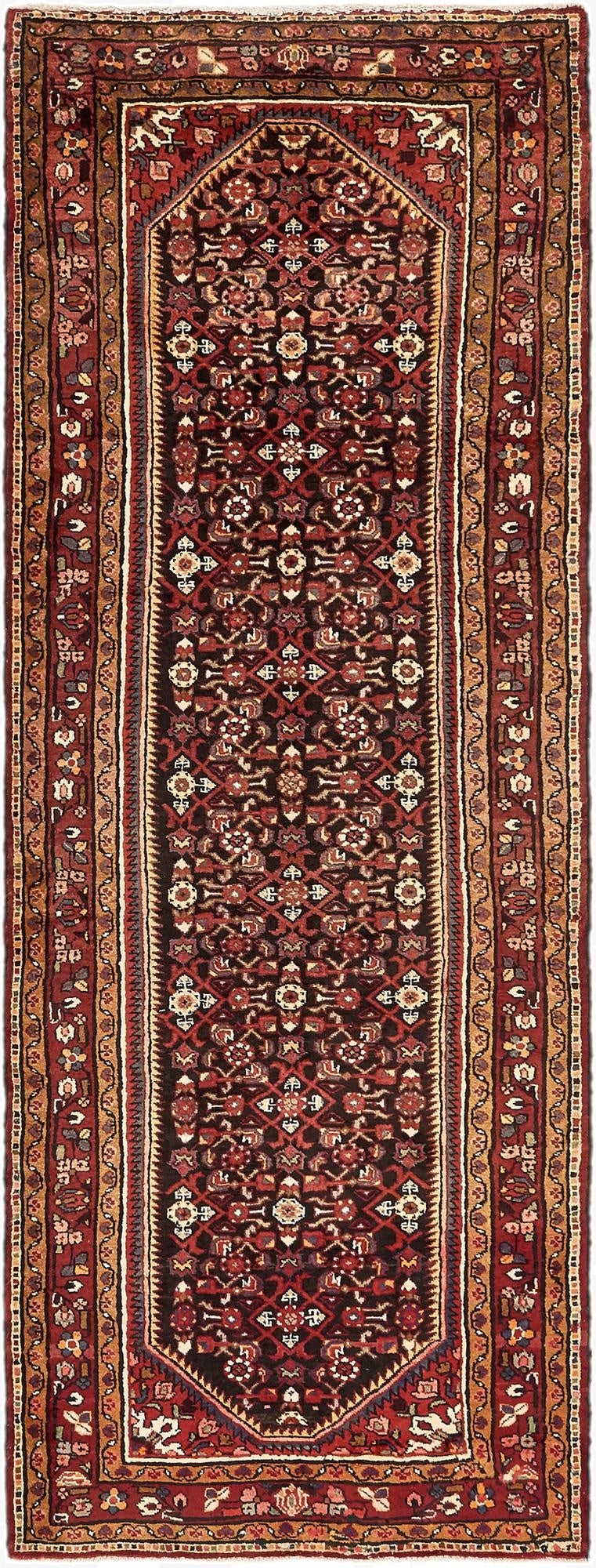 3' 10 x 11'  Hand Knotted Hossainabad Persian Wool Runner Rug