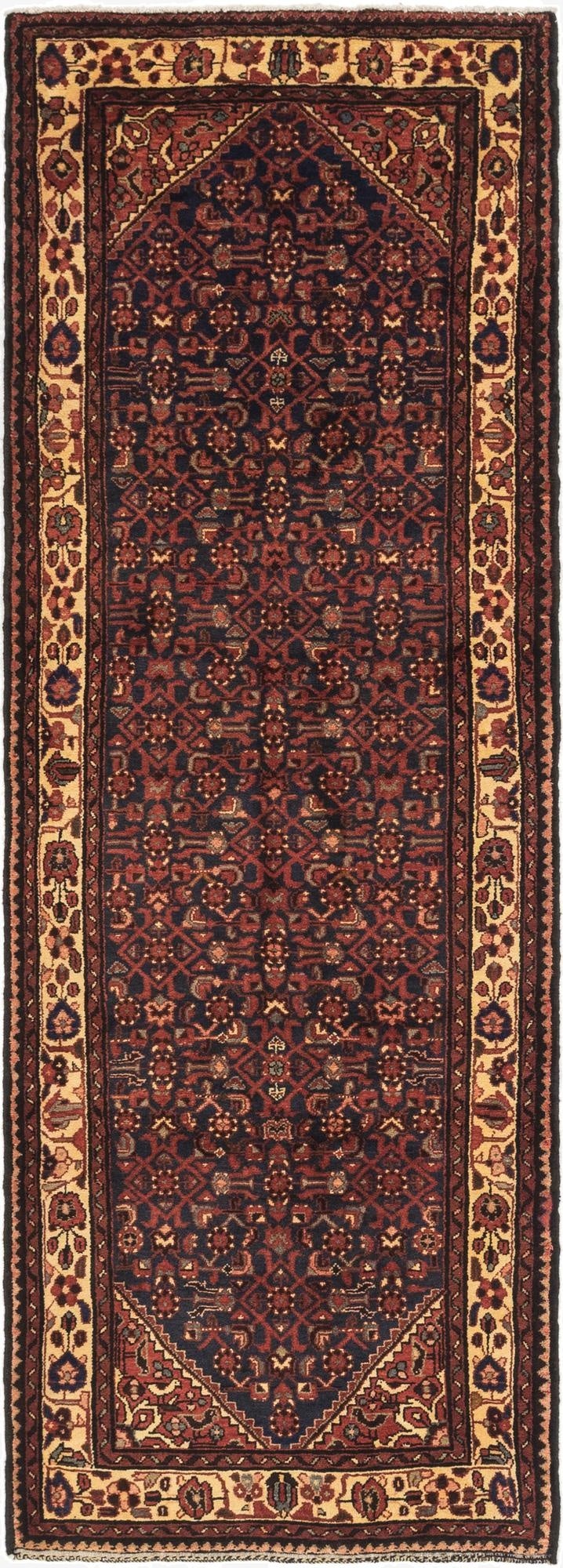 3' 10 x 11'  Hand Knotted Hossainabad Persian Wool Runner Rug