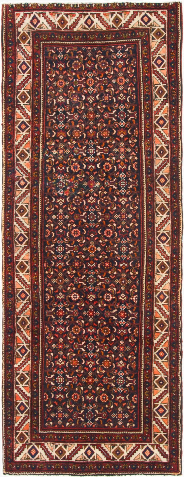 3' 10 x 10' 2  Hand Knotted Hossainabad Persian Wool Runner Rug