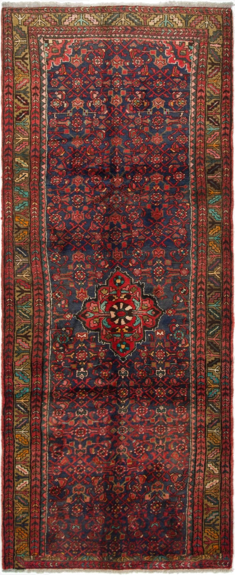 3' 8 x 9' 8  Hand Knotted Hossainabad Persian Wool Runner Rug