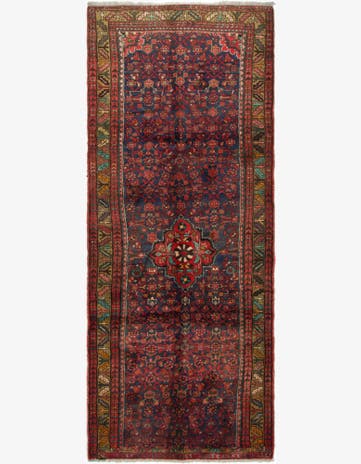 3' 8 x 9' 8 Hand Knotted Hossainabad Persian Wool Runner Rug