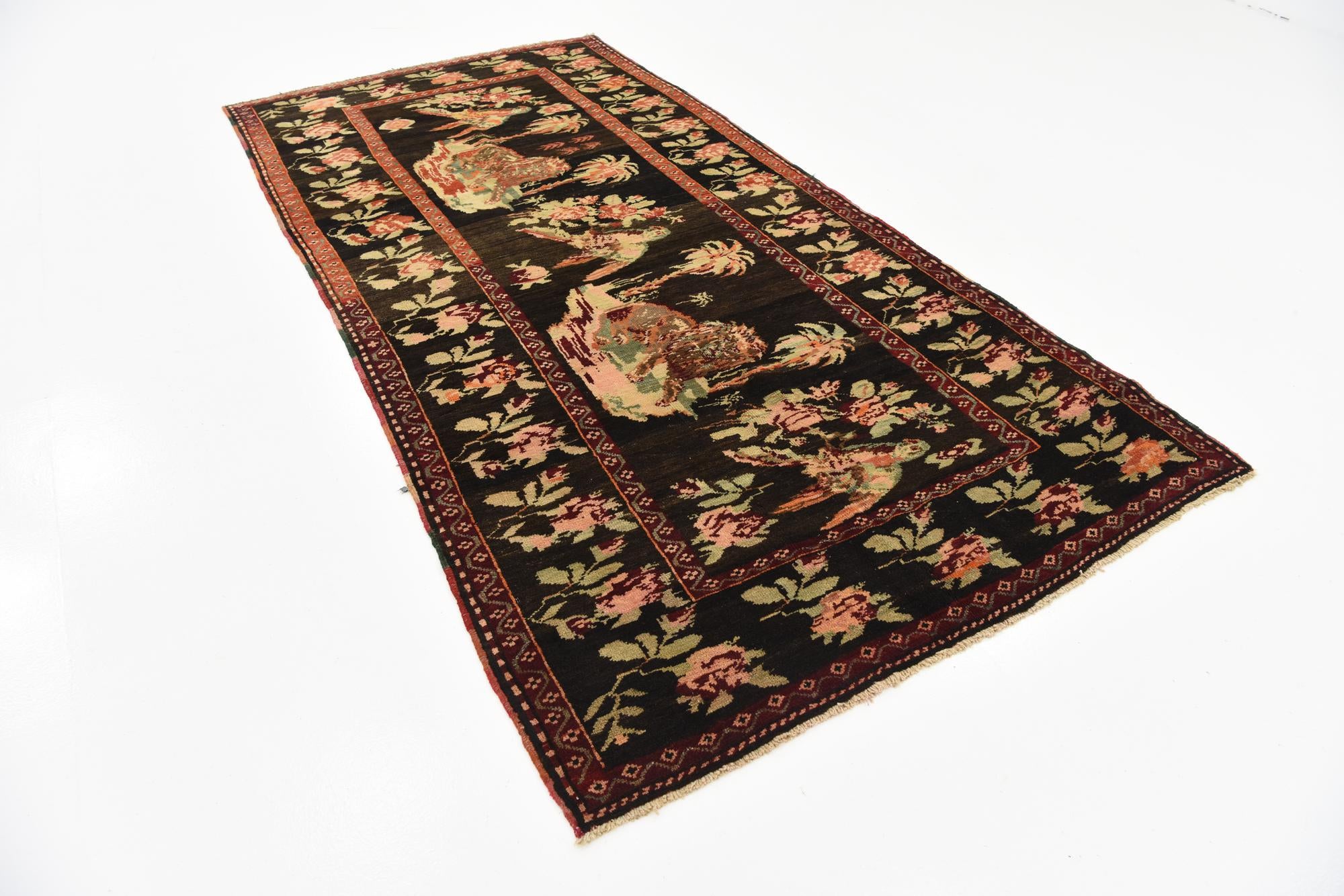 4' 6 x 9' 3 Hand Knotted Karabakh Oriental Wool Runner Rug