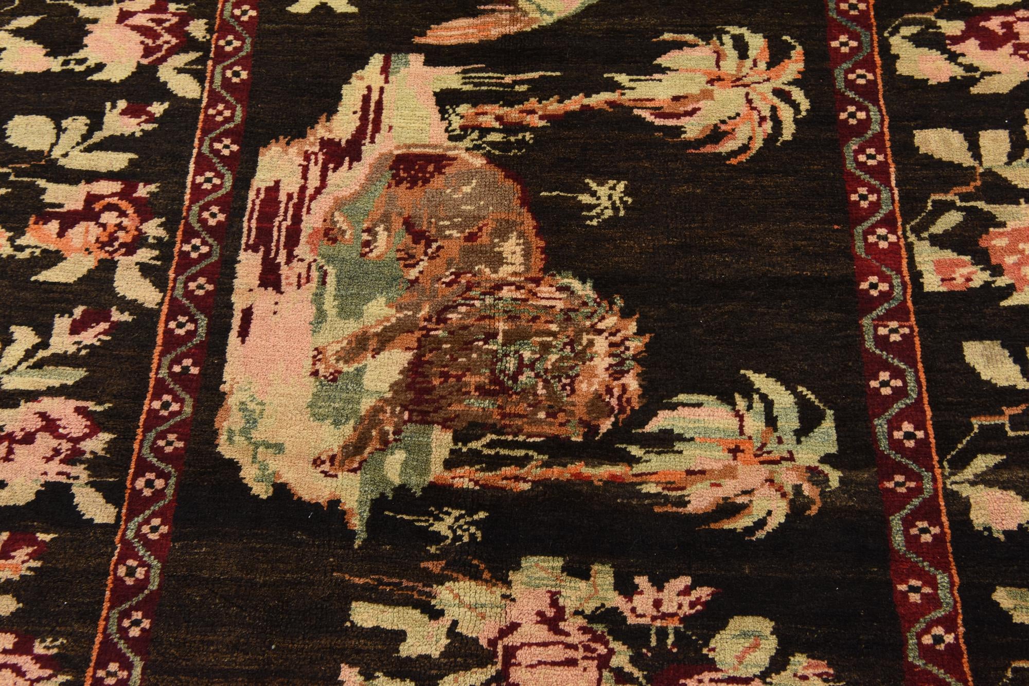 4' 6 x 9' 3 Hand Knotted Karabakh Oriental Wool Runner Rug