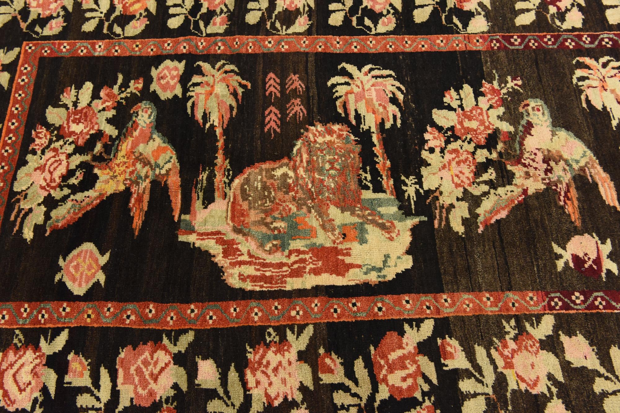 4' 6 x 9' 3 Hand Knotted Karabakh Oriental Wool Runner Rug
