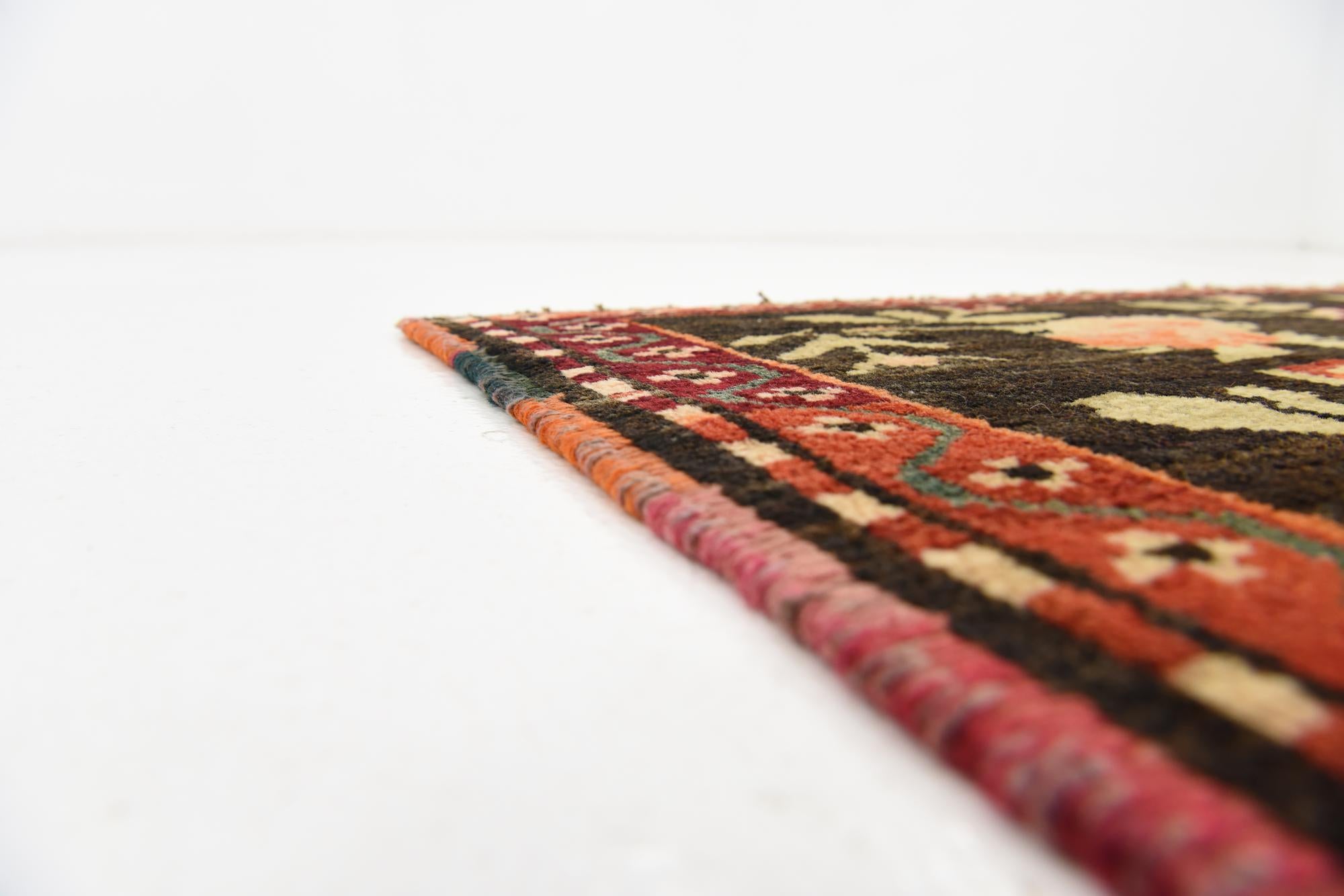 Black 4' 6 x 9' 3 Hand Knotted Karabakh Oriental Wool Runner Rug