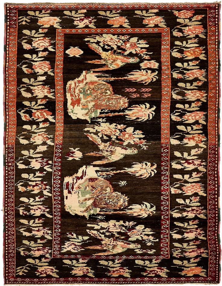 Detail image of 4' 6 x 9' 3 Hand Knotted Karabakh Oriental Wool Runner Rug