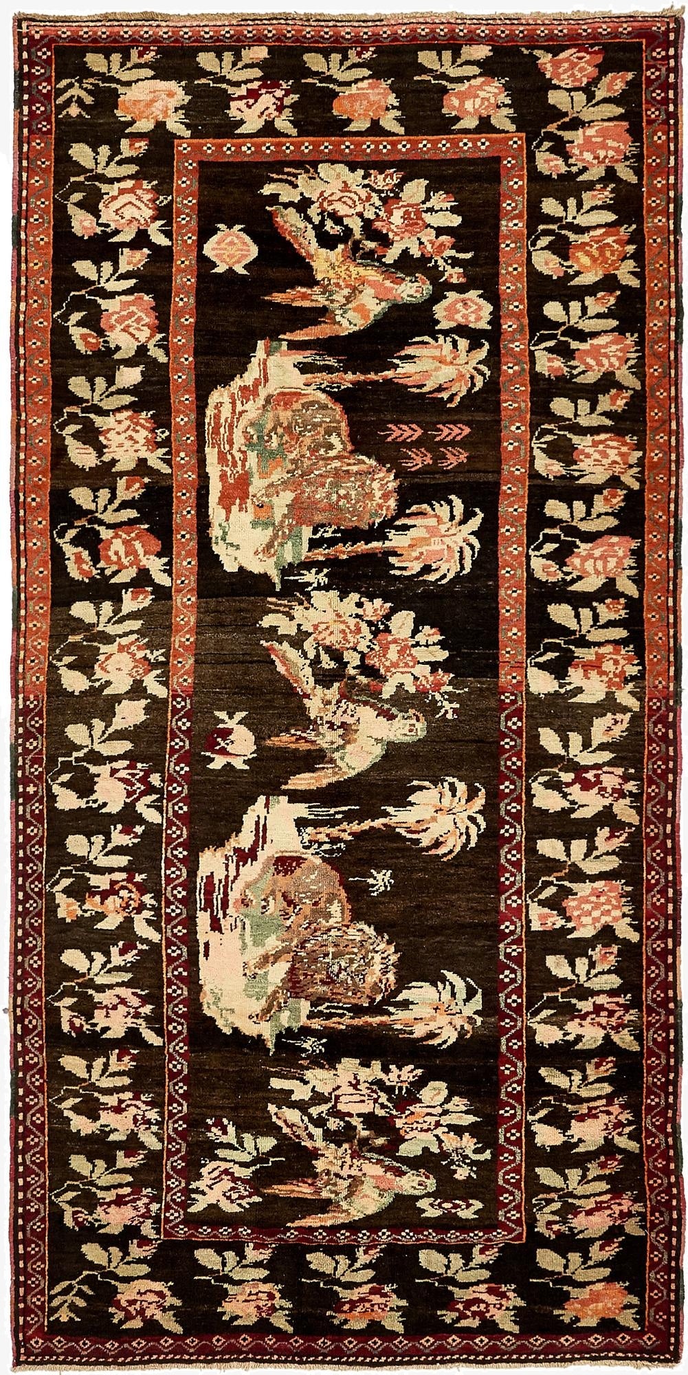 4' 6 x 9' 3  Hand Knotted Karabakh Oriental Wool Runner Rug