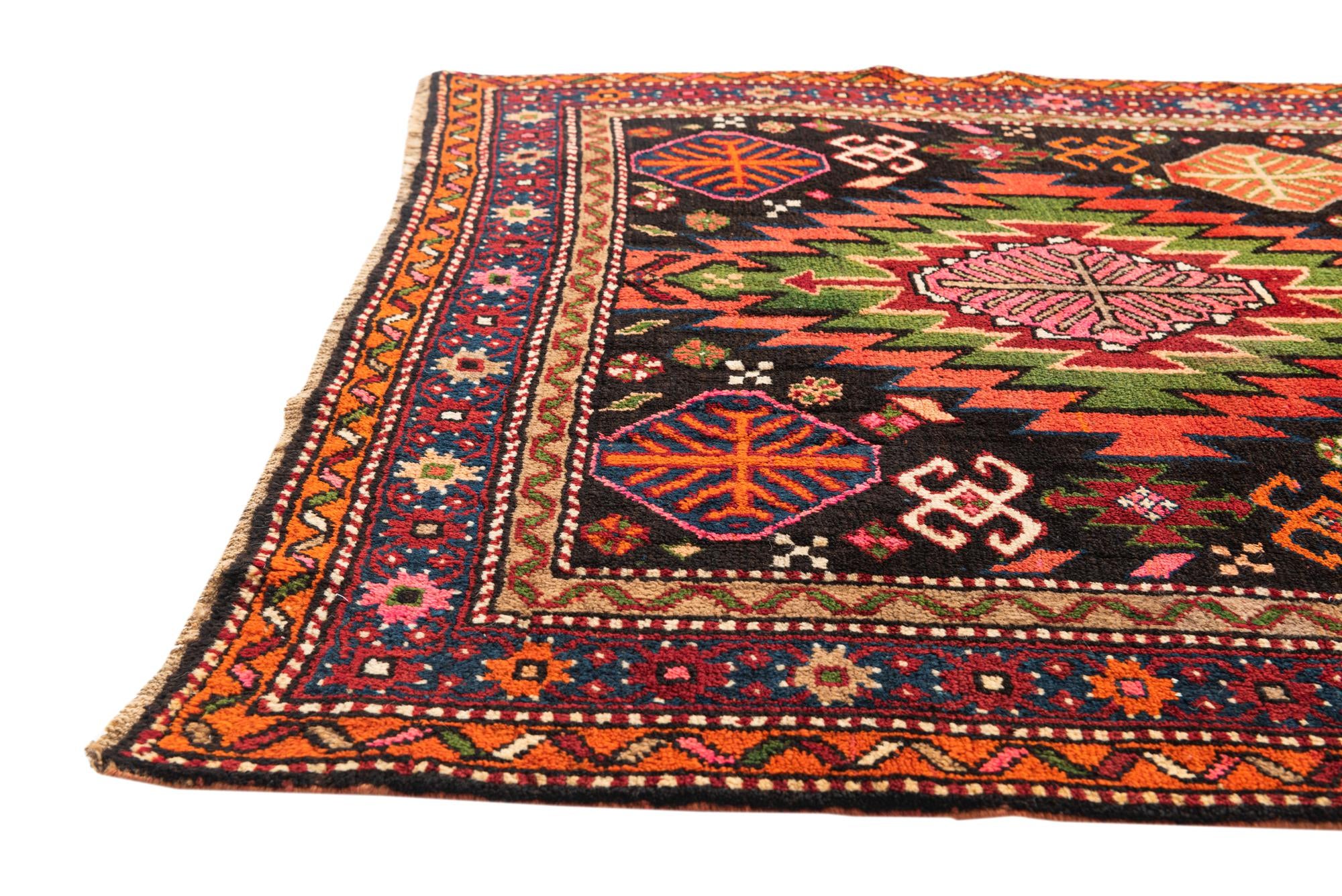 4' 5 x 8' 6 Hand Knotted Kazak Oriental Wool Runner Rug