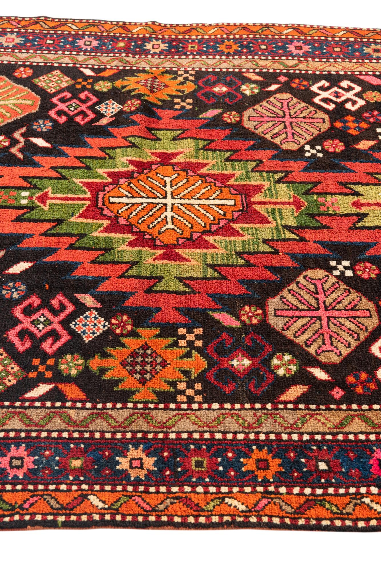 4' 5 x 8' 6 Hand Knotted Kazak Oriental Wool Runner Rug